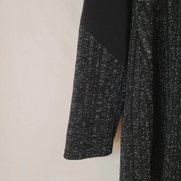 Michael Tyler Black Silver Shimmering Cowl Neck Buckle Top‎ M - Picture 7 of 13